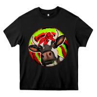 Black Christmas Cow Heavy Core Tee - Jasminsmagicworld