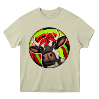 Mossy Christmas Cow Heavy Core Tee - Jasminsmagicworld