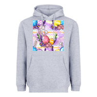 Heather Grey Easter Eggs With Flowers Seamless Pattern Heavyweight Hoodie - BundleAndBundleShop