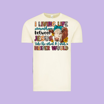 I Living Life Somewhere Between Jesus Take The Whe Vintage Tee Designed By Lillyallendesigns