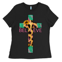Black Believe Cross Ladies Tee - Jasminsmagicworld