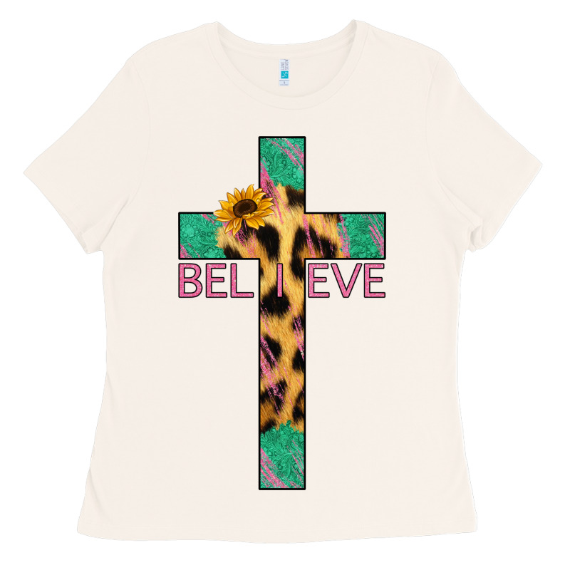Believe Cross Ladies Tee by Jasminsmagicworld | Teevron