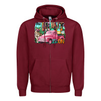Burgundy The hunt is on Easter Day Zipper Hoodie - CowGirlArtShop