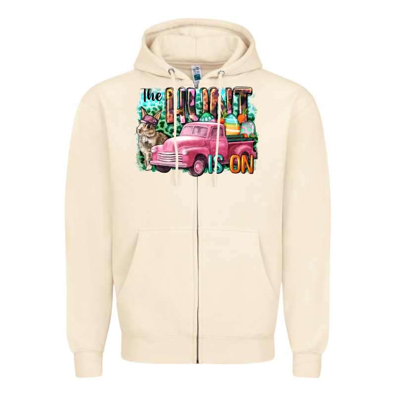 The Hunt Is On Easter Day Zipper Hoodie by CowGirlArtShop | Teevron