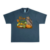 Midnight Navy Here Comes Fall Owl Urban Heavy Tee - LillyAllenDesigns