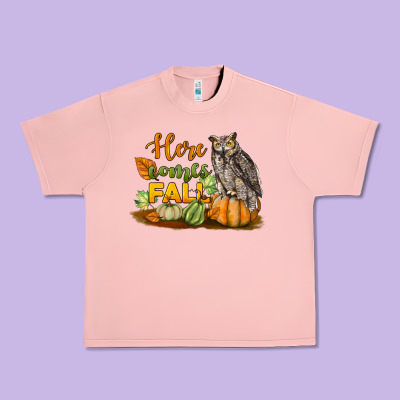 Here Comes Fall Owl Urban Heavy Tee Designed By Lillyallendesigns