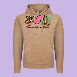 Peace Love Horses Vintage Hoodie Designed By Ranaportraitstore