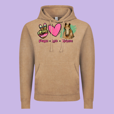 Peace Love Horses Vintage Hoodie Designed By Ranaportraitstore