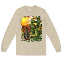 Mushroom western boots with cactus and desert Long Sleeve Tee - RanaPortraitStore