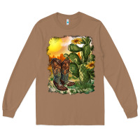 Toasted Coconut western boots with cactus and desert Long Sleeve Tee - RanaPortraitStore