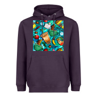Plum school boy coffe cup with camouflage seamless pattern bbs Heavyweight Hoodie - BundleAndBundleShop
