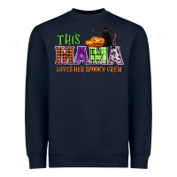 Navy This mama loves her spooky crew Heavyweight Sweatshirt - NancyCooperArtShop
