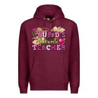 Burgundy cupid's favorite teacher Premium Hoodie - OliviaCreatesArt
