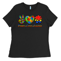 Black Peace Love Autism Ladies Tee - Jasminsmagicworld