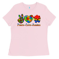 Bubblegum Pink Peace Love Autism Ladies Tee - Jasminsmagicworld