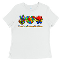 White Peace Love Autism Ladies Tee - Jasminsmagicworld