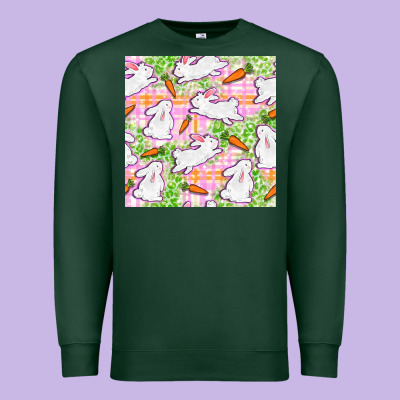 Easter Bunnies With Carrots Seamless Pattern Premium Sweatshirt Designed By Bundleandbundleshop