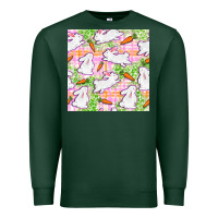 Sports Green Easter Bunnies With Carrots Seamless Pattern Premium Sweatshirt - BundleAndBundleShop