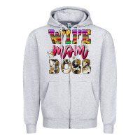 Heather Grey Wife mom boss daisy Mother's Day Zipper Hoodie - HowdyJamesFarm