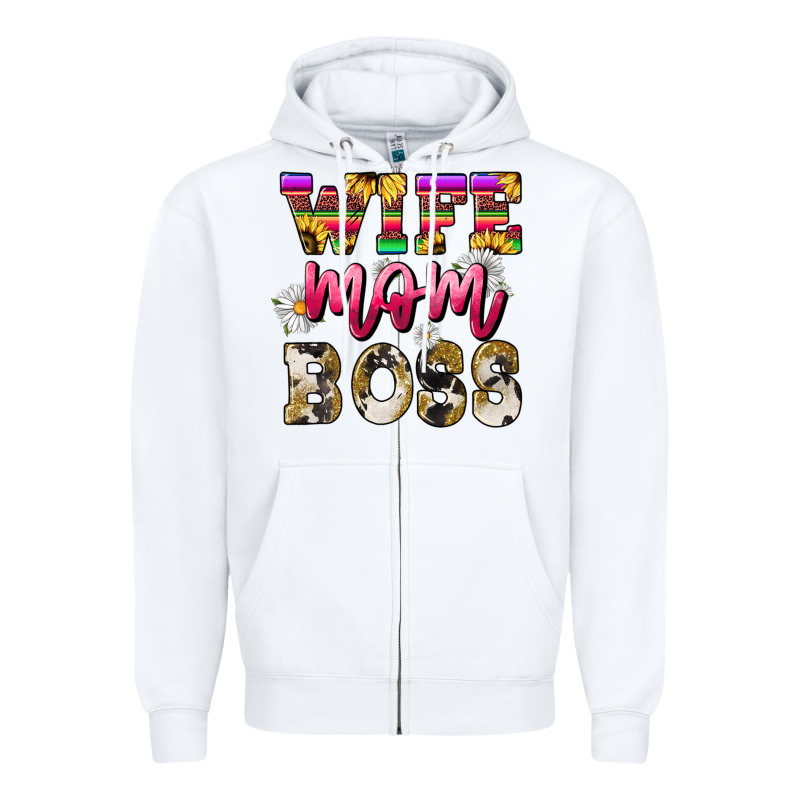 Wife Mom Boss Daisy Mother's Day Zipper Hoodie by HowdyJamesFarm | Teevron