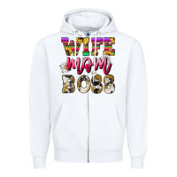 White Wife mom boss daisy Mother's Day Zipper Hoodie - HowdyJamesFarm