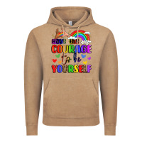 Vintage Coffee courage to be yourself rainbow message Vintage Hoodie - LillyAllenDesigns