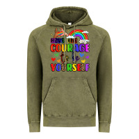Vintage Olive courage to be yourself rainbow message Vintage Hoodie - LillyAllenDesigns