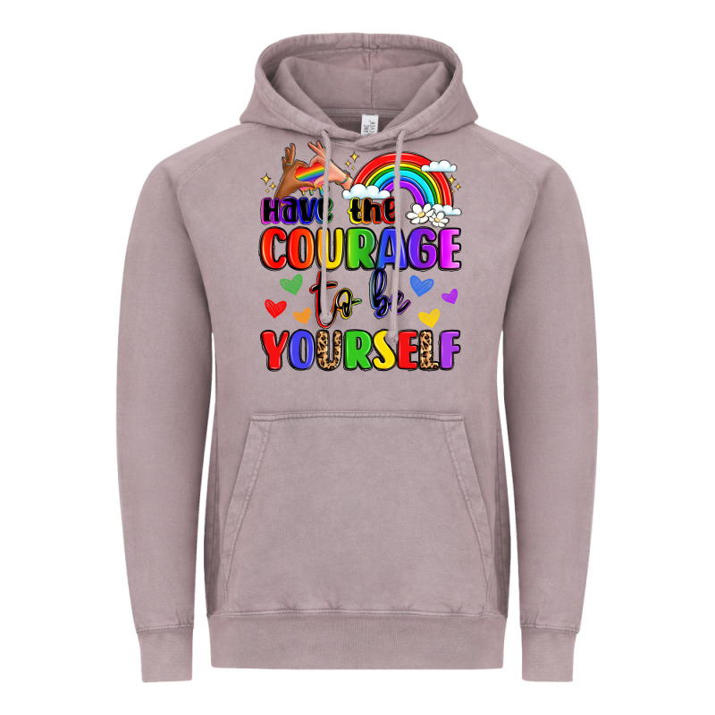 Courage To Be Yourself Rainbow Message Vintage Hoodie by LillyAllenDesigns | Teevron