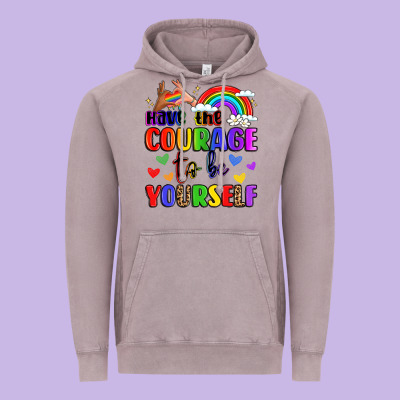 Courage To Be Yourself Rainbow Message Vintage Hoodie Designed By Lillyallendesigns