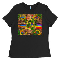 Black st patricks day horseshoe shamrock rainbow gold Ladies Tee - RanaPortraitStore