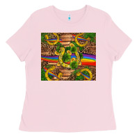 Bubblegum Pink st patricks day horseshoe shamrock rainbow gold Ladies Tee - RanaPortraitStore