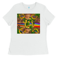 White st patricks day horseshoe shamrock rainbow gold Ladies Tee - RanaPortraitStore