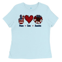 Baby Blue Peace Love America Ladies Tee - Jasminsmagicworld