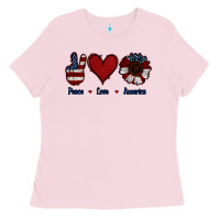 Bubblegum Pink Peace Love America Ladies Tee - Jasminsmagicworld