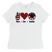White Peace Love America Ladies Tee - Jasminsmagicworld
