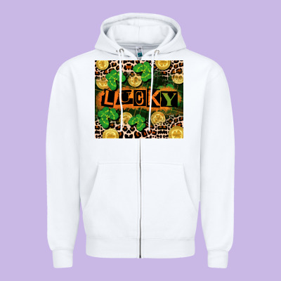 St. Patricks Day Lucky Zipper Hoodie Designed By Cowgirlartshop