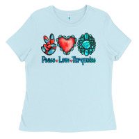 Baby Blue Peace Love Turquoise Ladies Tee - Jasminsmagicworld