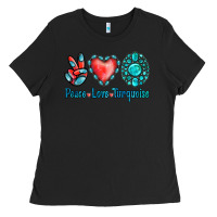 Black Peace Love Turquoise Ladies Tee - Jasminsmagicworld