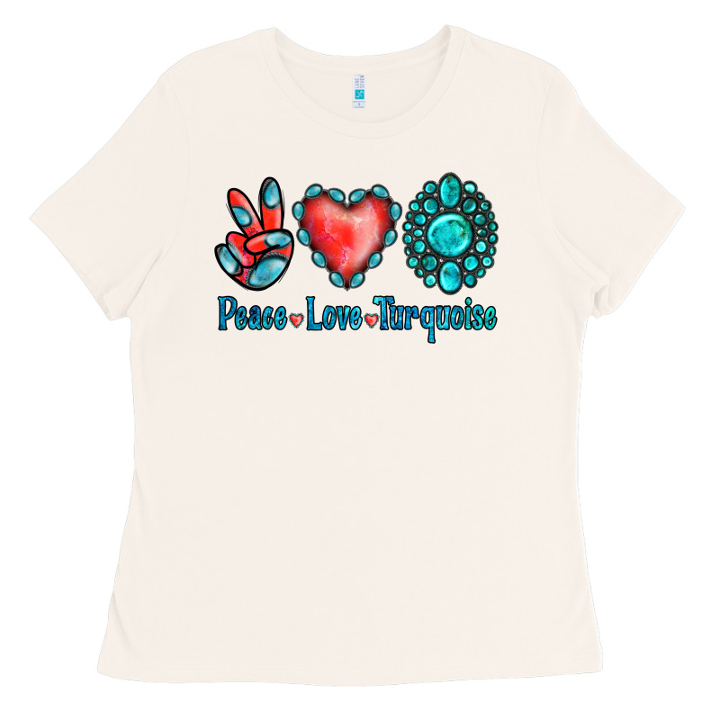 Peace Love Turquoise Ladies Tee by Jasminsmagicworld | Teevron
