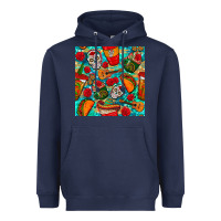 Navy hispanic heritage month coffee cups and taco with glitter and leopard  Heavyweight Hoodie - BundleAndBundleShop