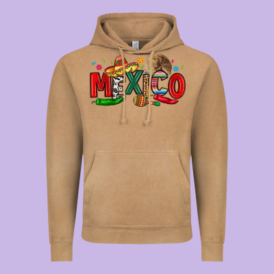Colorful Mexico Collage Vintage Hoodie Designed By Lillyallendesigns