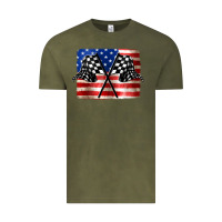 Vintage Olive American Racing Flag Vintage Tee - JahusDesignShop