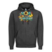 Charcoal Heather Mom of twins sunflower mothers day Zipper Hoodie - HowdyJamesFarm
