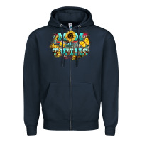 Navy Mom of twins sunflower mothers day Zipper Hoodie - HowdyJamesFarm