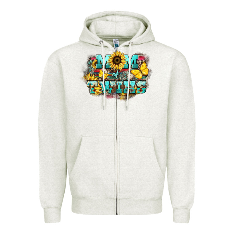 Mom Of Twins Sunflower Mothers Day Zipper Hoodie by HowdyJamesFarm | Teevron