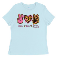 Baby Blue Peace Love German Shepherd Ladies Tee - Jasminsmagicworld