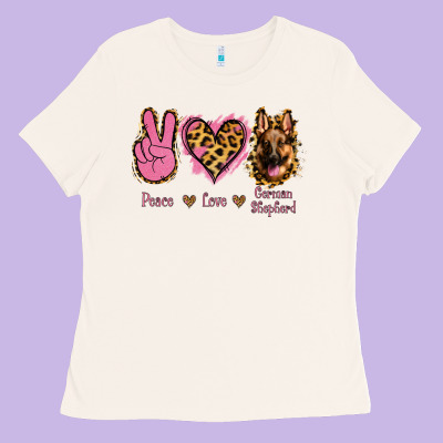 Peace Love German Shepherd Ladies Tee Designed By Jasminsmagicworld