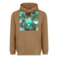 Toasted Coconut fish coffee cups and reeds with paper boat and leopard lake seamless p Heavyweight Hoodie - BundleAndBundleShop