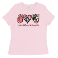 Bubblegum Pink Peace Love French Bulldog Ladies Tee - Jasminsmagicworld