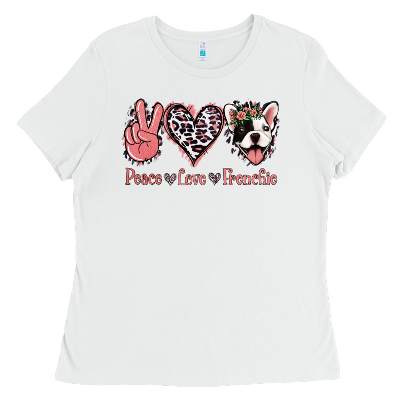 Peace Love French Bulldog Ladies Tee by Jasminsmagicworld | Teevron